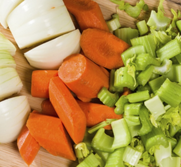 concentrates-mirepoix pile of diced onions carrots and celery