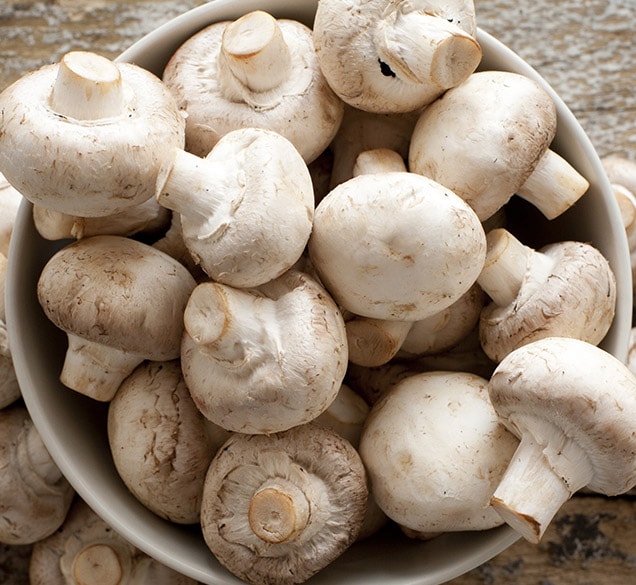 concentrates-mushroom-scaled raw mushrooms in a white bowl