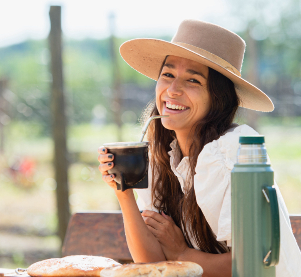 herbal_yerbamate hipster woman drinking yerba mate tea